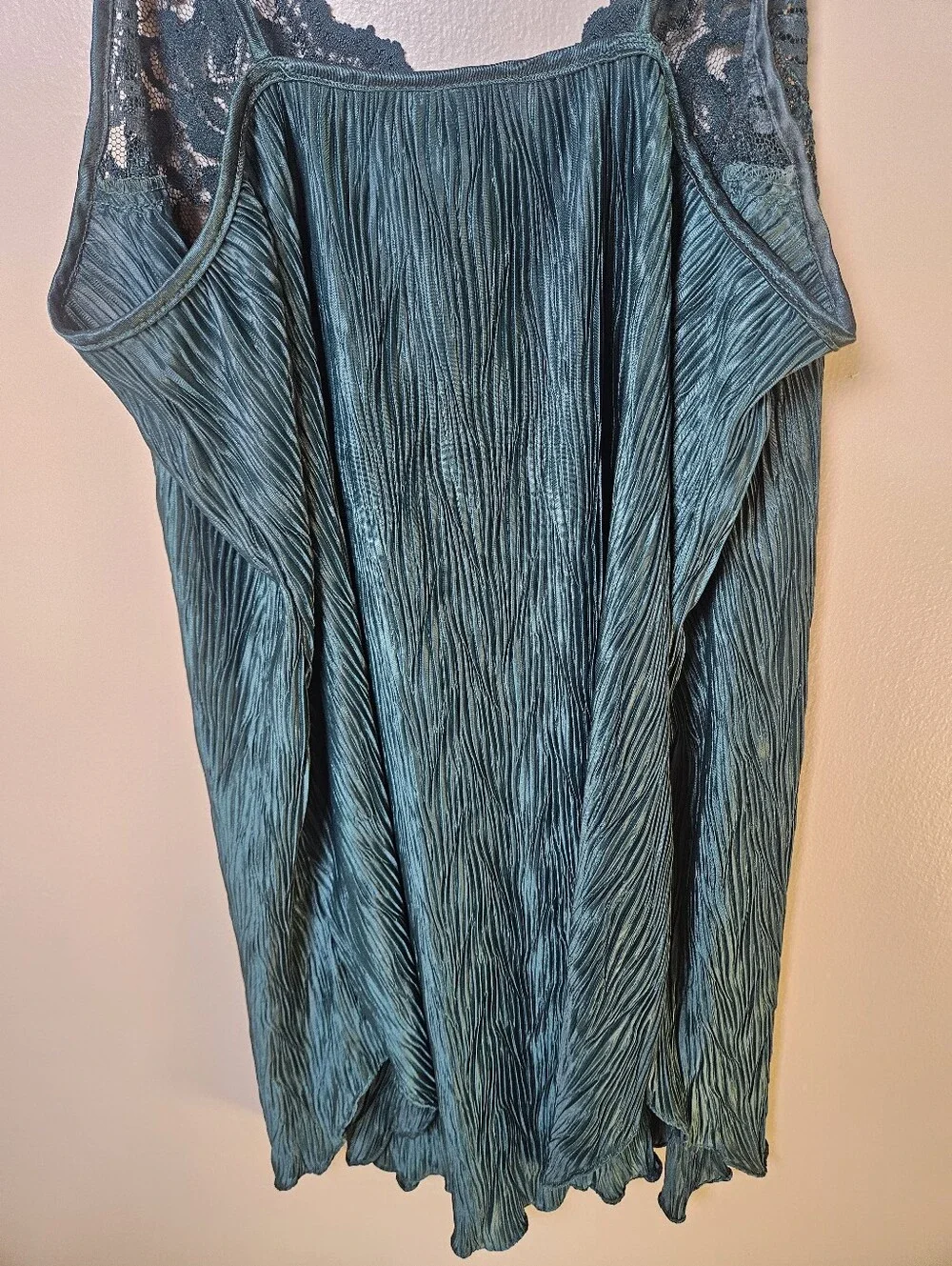 Dentelle Green Vintage Satin Mini Chemise Sexy Babydoll Nightgown Lingerie MED - Picture 8 of 10